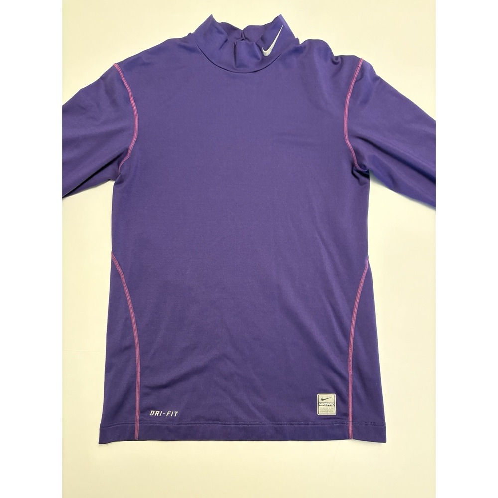 Nike Pro Dri-Fit Small Purple Mock Neck Long Sleeve Compression Shirt